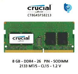 Barrette Mémoire Marque CRUCIAL SO-DIMM DDR4 8 Go 2133 MHz 1.2V CL15 Neuf sous emballage Garantie constructeur à vie