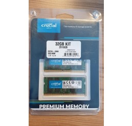 Barrette Mémoire Marque Crucial CT2K16G4SFD8266 32Go Kit (16Go x2) (DDR4, 2666 MT/s, SODIMM, 260-Pin) Neuf sous emballage Garantie constructeur à vie